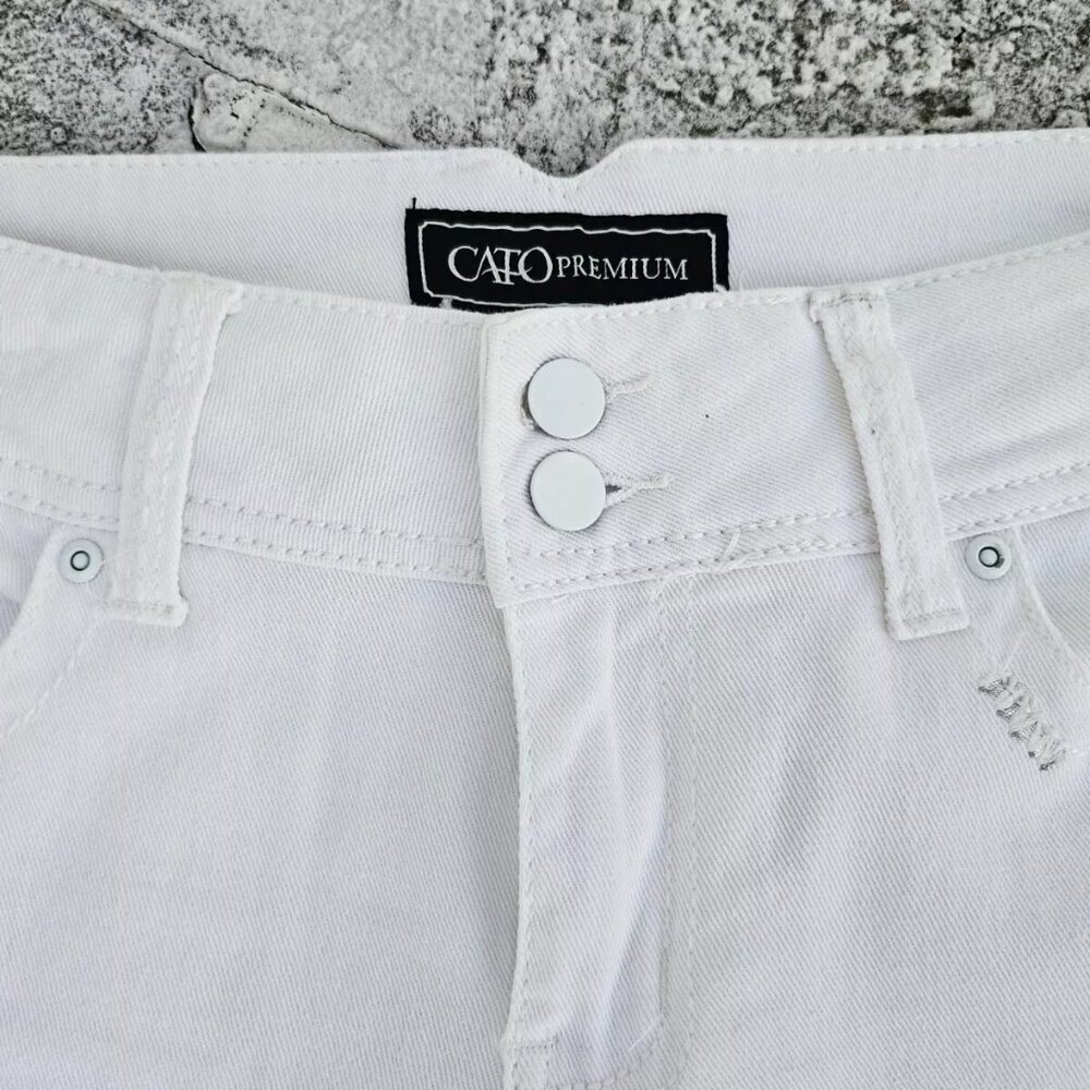 Cato Premium Women Capri Jeans White Cotton Denim Contemporary Size 8 - Picture 6 of 10